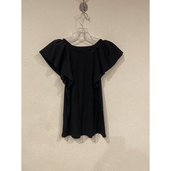 Nation LTD Lorna Shirt Womens XS Black Flutter Sleeve Pima Cotton Casual Top - Picture 4 of 4